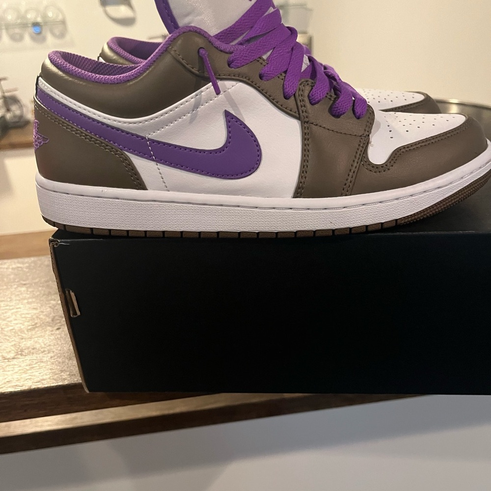 Jordan Athletic Shoes - Purple, White, and Brown